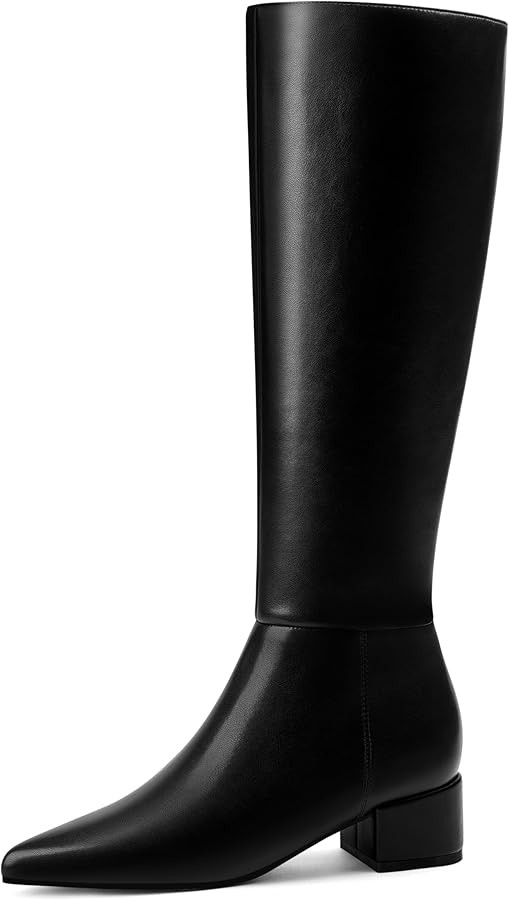 Knee High Boots for Women Chunky Heel Fall Boots Pointed Toe Booties Side Zipper Tall Boots Slip ... | Amazon (CA)