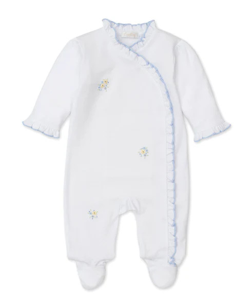 Hand Emb. SCE Floral Fantasy Blue Footie | Kissy Kissy