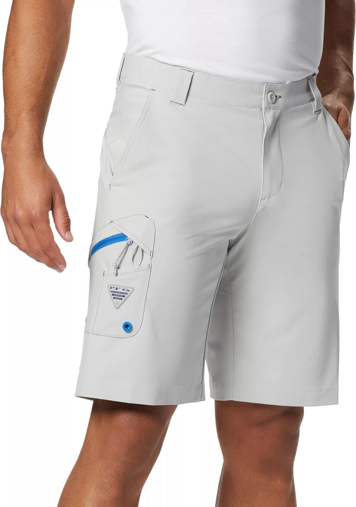 Columbia Men's PFG Terminal Tackle Shorts, Size: 32, Cool Grey/Vivid Blue | Dick's Sporting Goods
