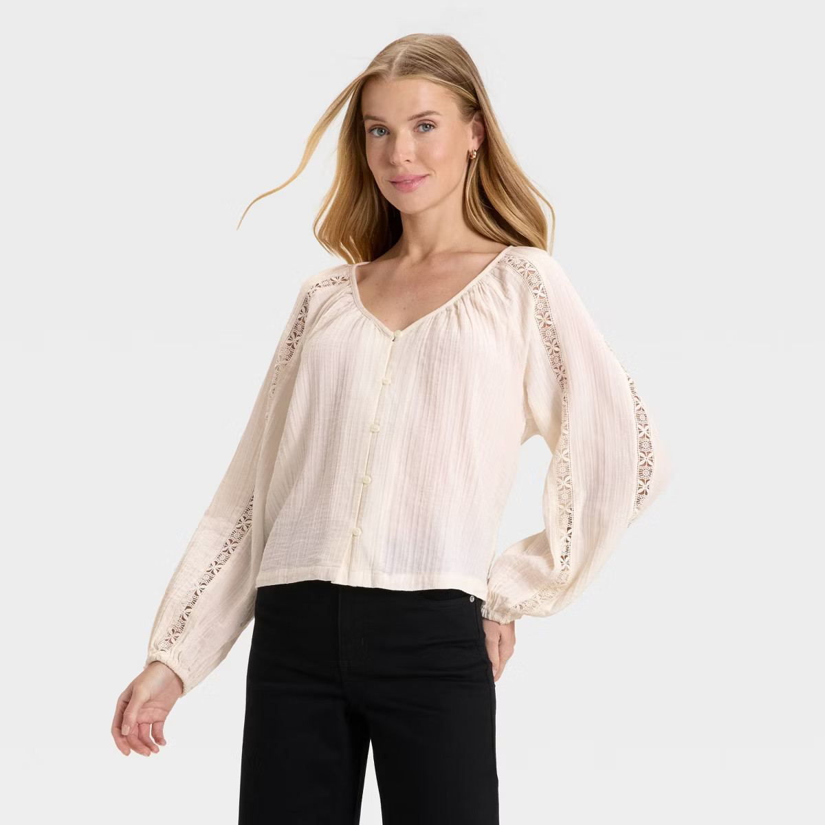 Women's Balloon Long Sleeve Lace Blouse - Universal Thread™ | Target