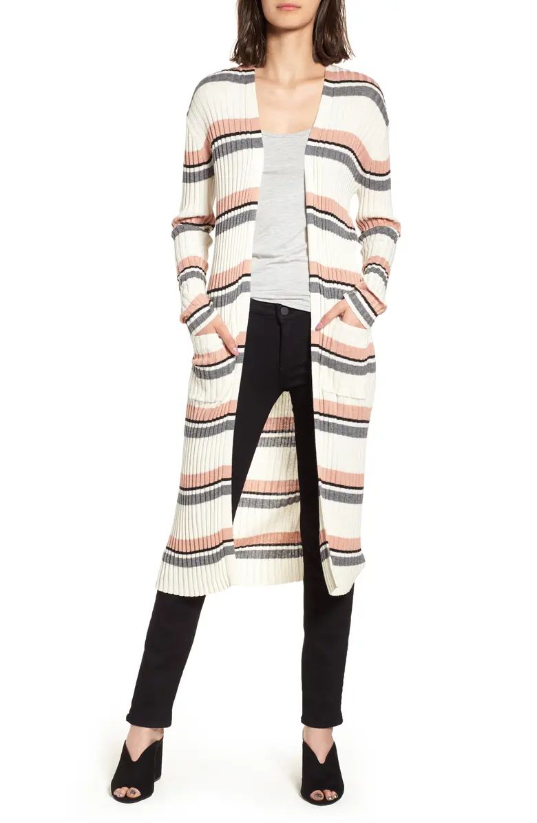 BP. Stripe Midi Open Cardigan | Nordstrom