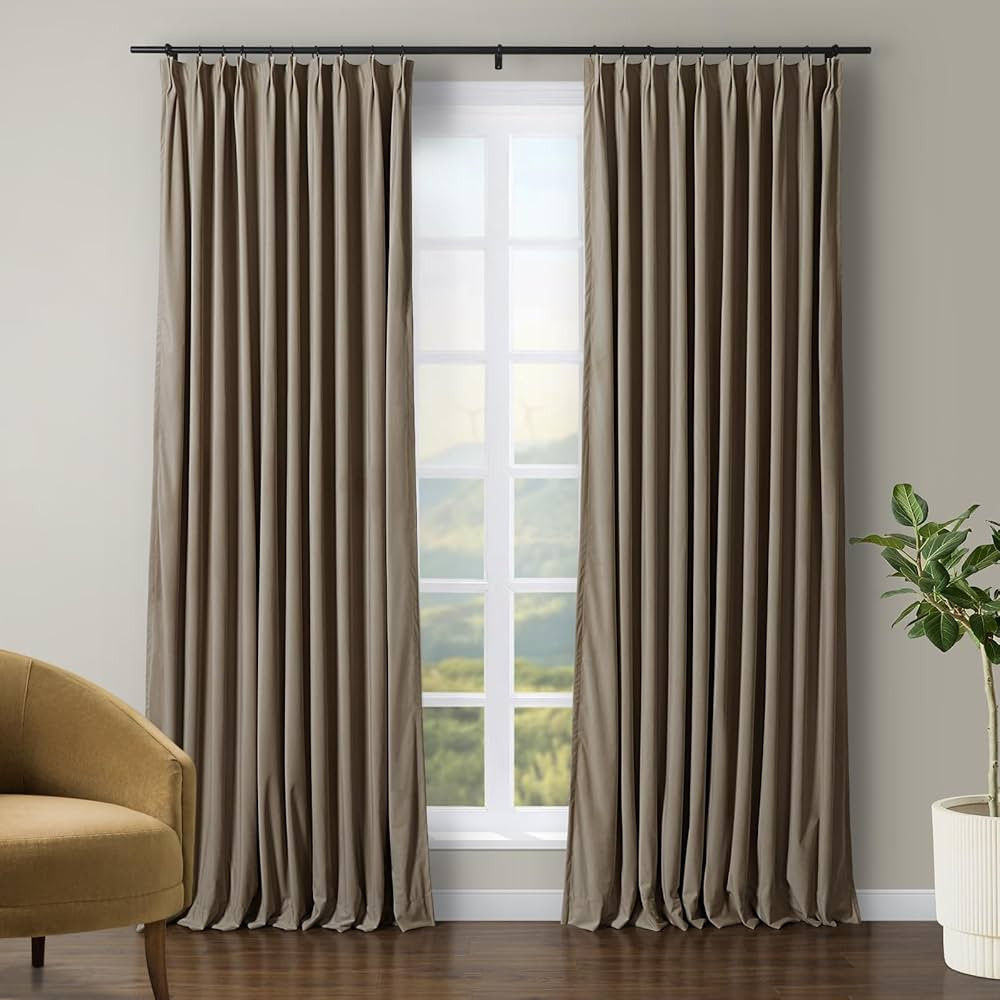 ChadMade Extra Long Pinch Pleated Drape Heavyweight Velvet Curtain for Nursery, Durable Blackout ... | Amazon (US)