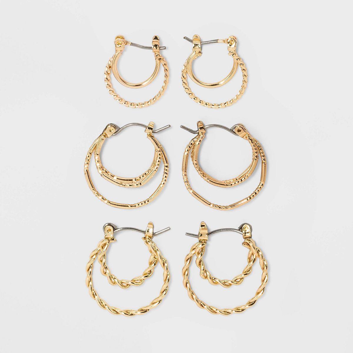 Click Top Faux Duo Hoop Earring Set 3pc - Wild Fable™ | Target