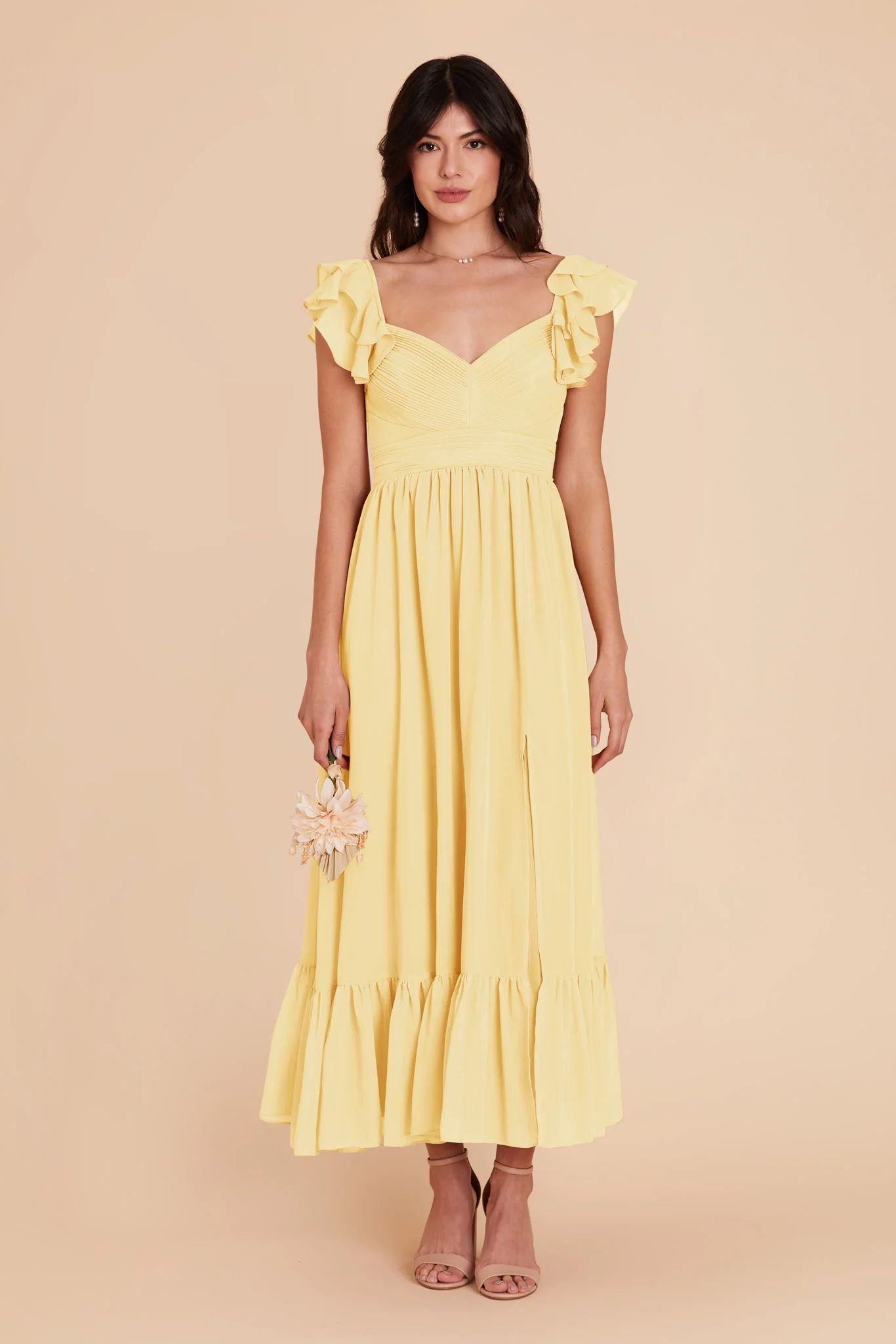 Michelle Chiffon Dress - Lemon Sorbet | Birdy Grey