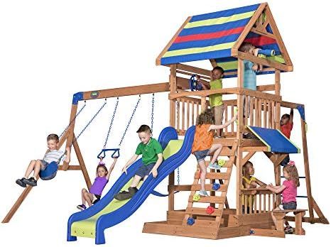 Beach Front All Cedar Wooden Swing Set | Amazon (US)