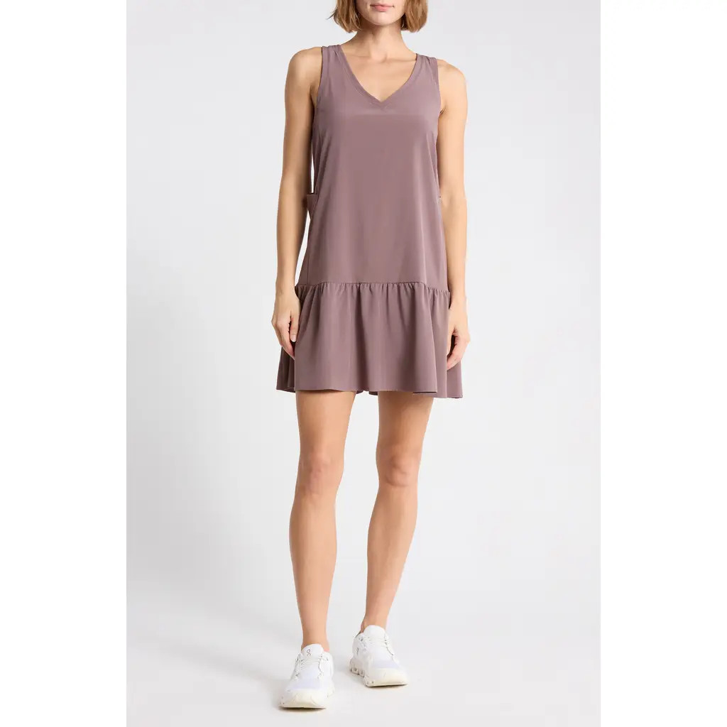 Z by Zella Solstice Sleeveless Tiered Minidress in Grey Plum at Nordstrom Rack, Size X-Small | Nordstrom Rack