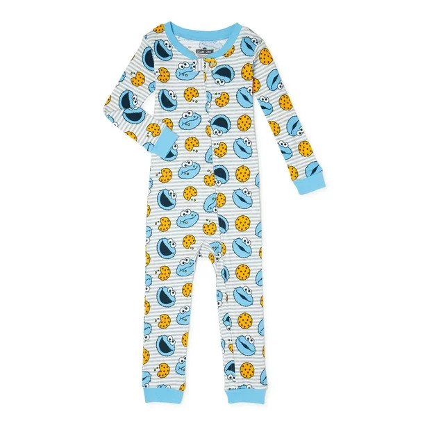 Sesame Street Baby Boys & Toddler Boys Cookie Monster Snug Fit Cotton 1-Piece Footless Pajamas (9... | Walmart (US)