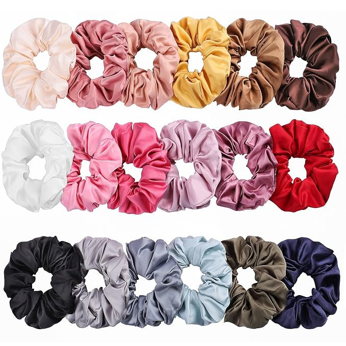 Whaline Satin Hair Scrunchies 18 Colors Elastic Hair Bobbles Ponytail Holder Hair Scrunchy Vintag... | Amazon (US)