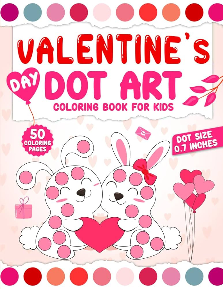 Valentine's Day Dot Art Coloring Book For Kids: Cute and Simple Dot Marker Coloring Fun with Hear... | Amazon (US)