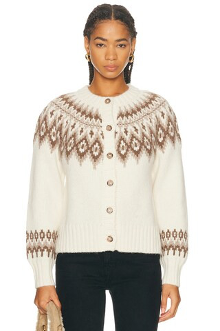 Jenni Kayne Thatcher Crewneck Cardigan in Ivory | FWRD 