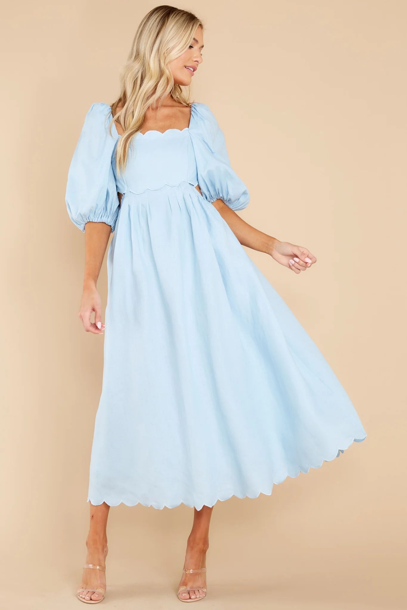 Endless Romance Light Blue Midi Dress | Red Dress 