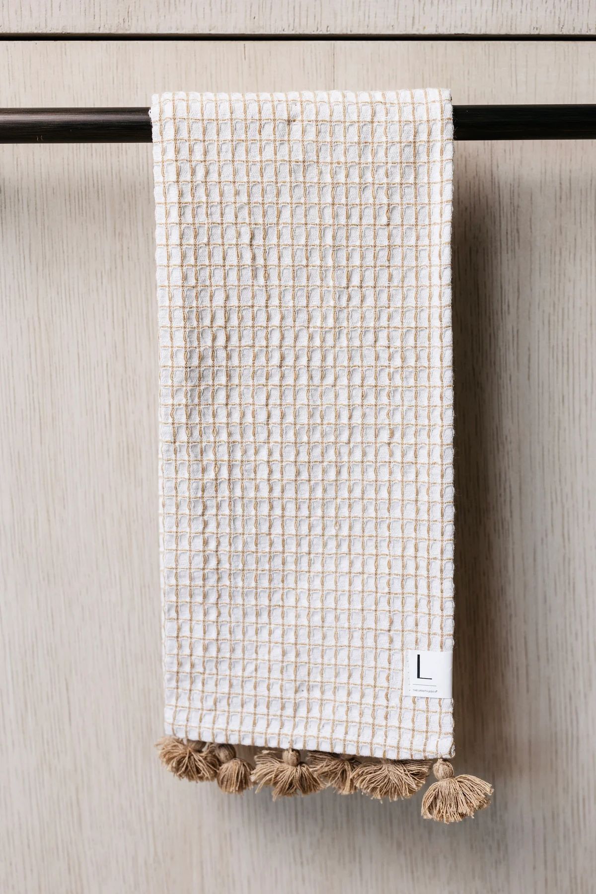 Kyla Waffle Knit Tea Towels - Set of 2 - Tan | THELIFESTYLEDCO