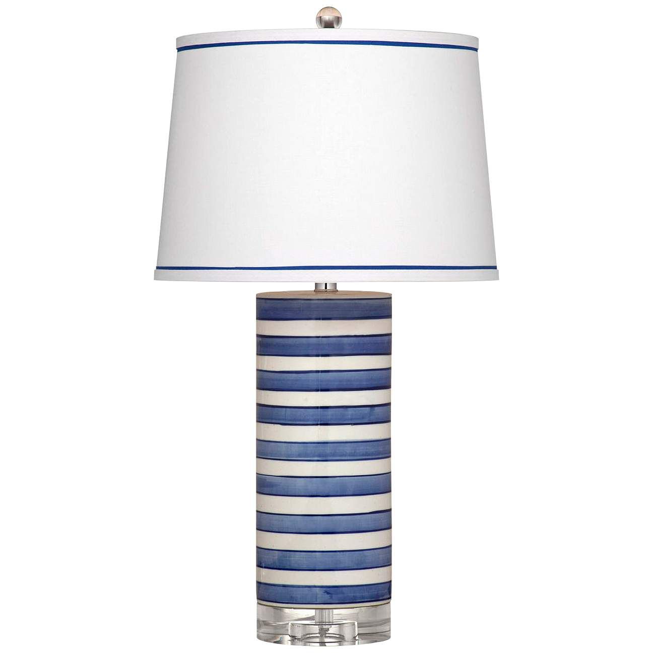 Regatta Stripe Blue and White Cylindrical LED Table Lamp | LampsPlus.com