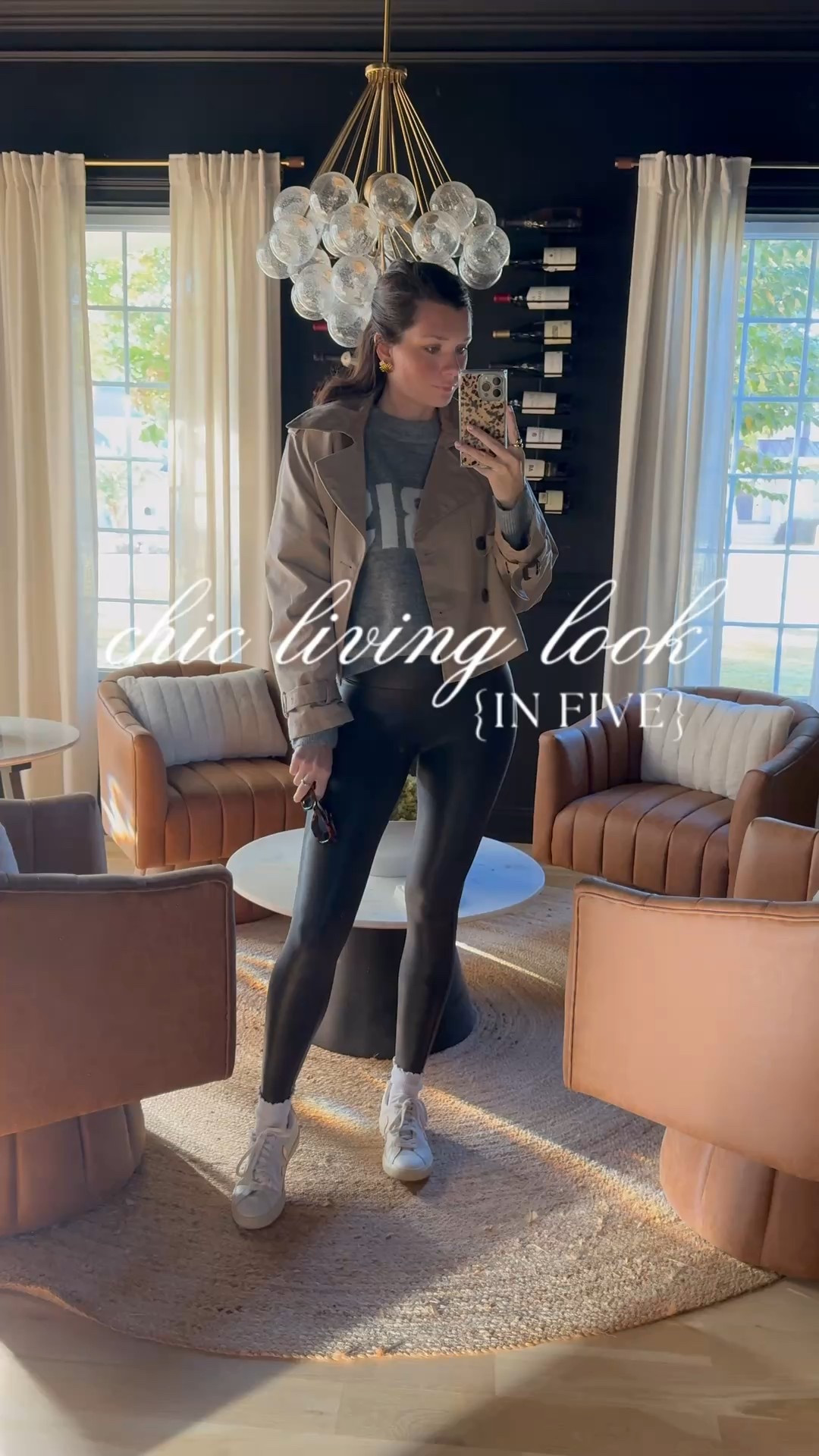 trench jacket, grey sweater, fall outfit, sneakers, spanx faux leather leggings, chic outfit 

#LTKSeasonal #LTKFindsUnder100 #LTKootd