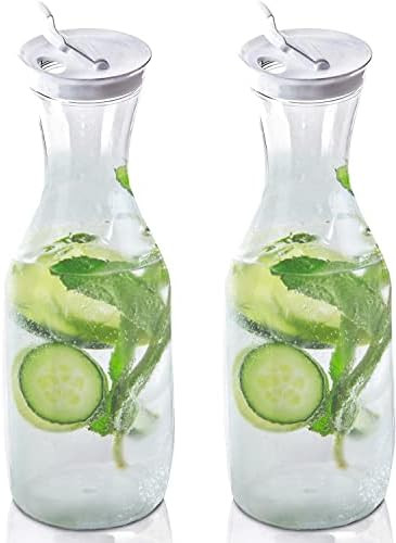 DecorRack 2 Large Water Carafes, Bottles with Flip Top Lid, 50 Oz Each, BPA Free- Plastic Juice P... | Amazon (US)