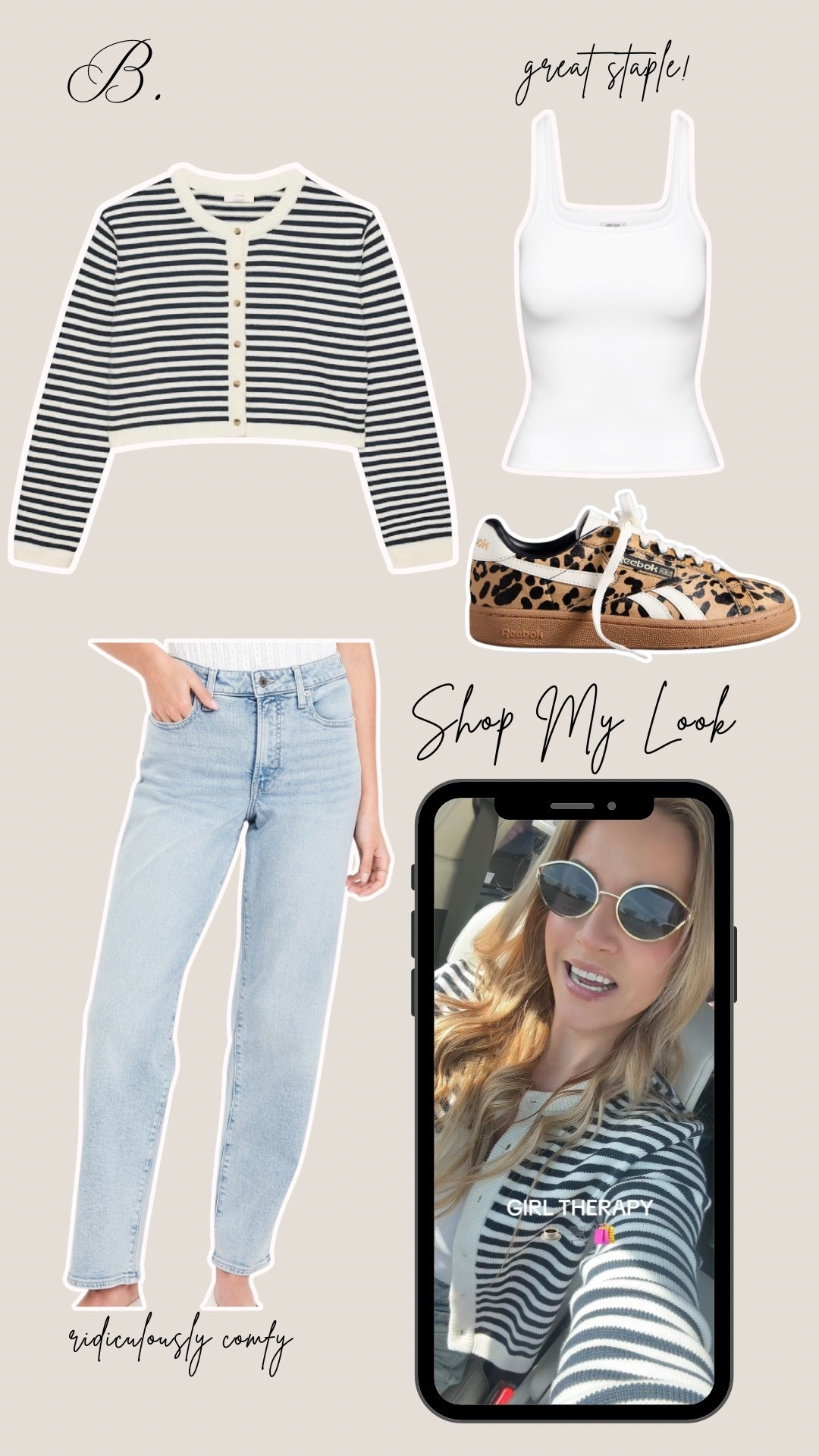 Spring ootd mom life casual weekend outfit - stripes are Springs neutral, loving this cardigan, I own it in so many colors and the fit is so flattering. I reach for these jeans when I don’t feel like wearing jeans because they’re so comfy. These contour tanks are such a great staple, I ordered the black and white trim too! Love adding in a fun print with a leopard sneaker 

Aritzia cardigan stripes contour penchant tank  old navy jeans mom ootd 

#LTKgrwm #LTKmomlife #LTKdayinmylife