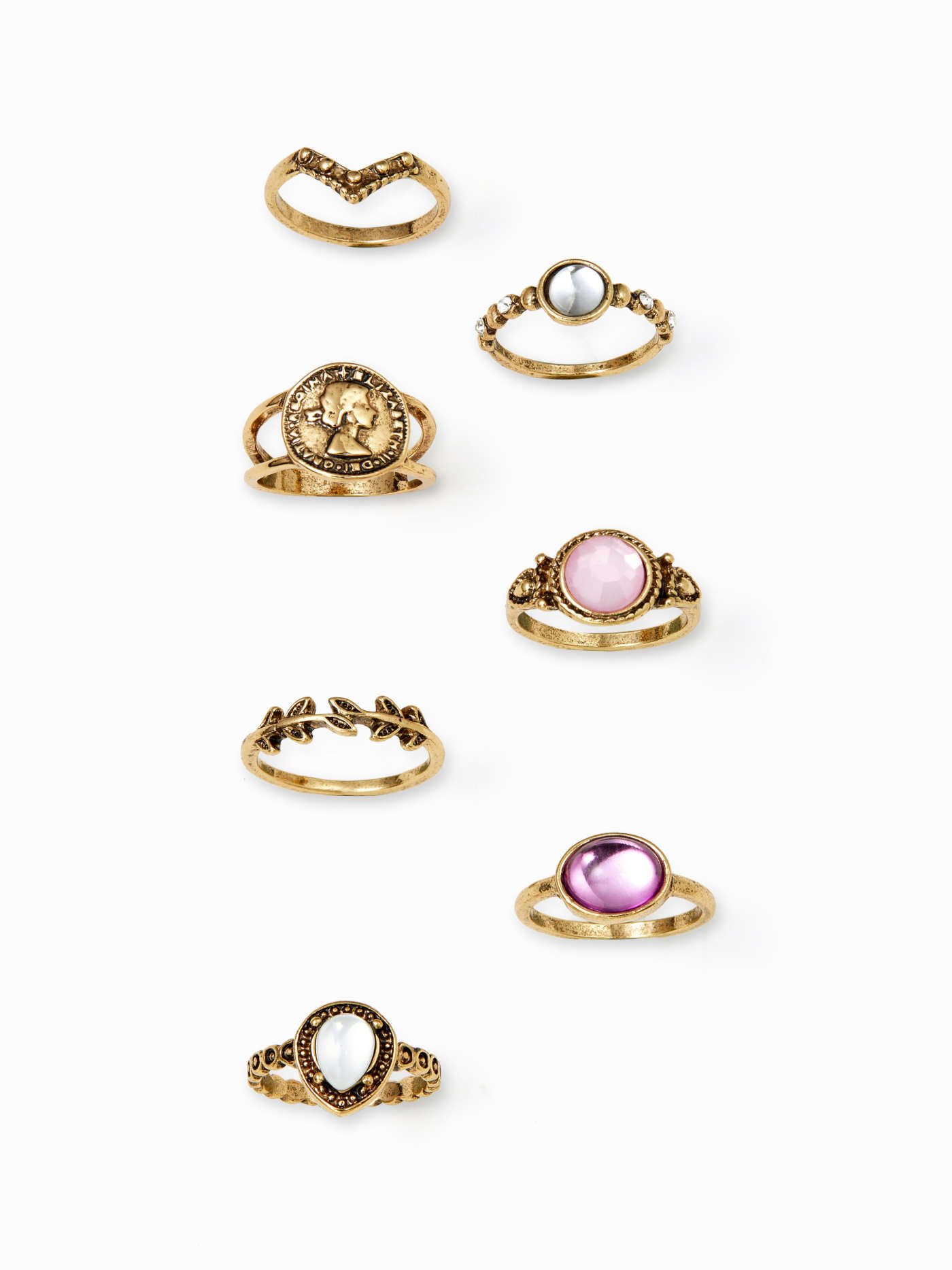 7PCS GEMSTONE & LEAF RING SET | Cider