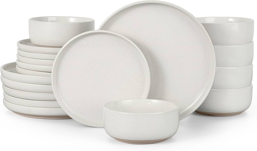 HaWare Stoneware Dinnerware Sets, 18-Piece Plates and Bowls Set for 6, Dishes Set for Home Restau... | Amazon (US)