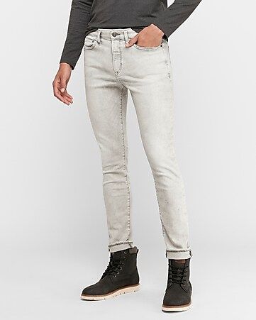 skinny gray faded hyper stretch jeans | Express