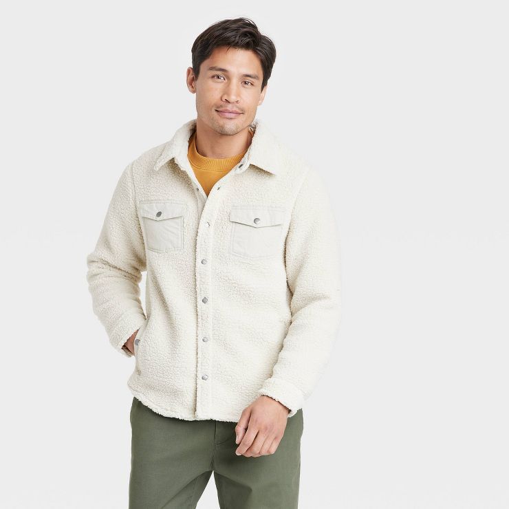 Men's Sherpa Long Sleeve Shacket - Goodfellow & Co™ | Target