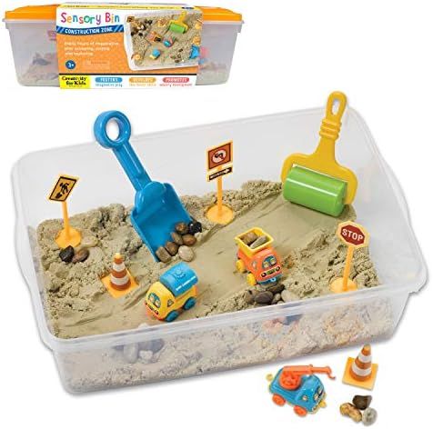 Creativity for Kids Sensory Bin: Construction Zone Playset - Sandbox Truck Toys for Kids | Amazon (US)