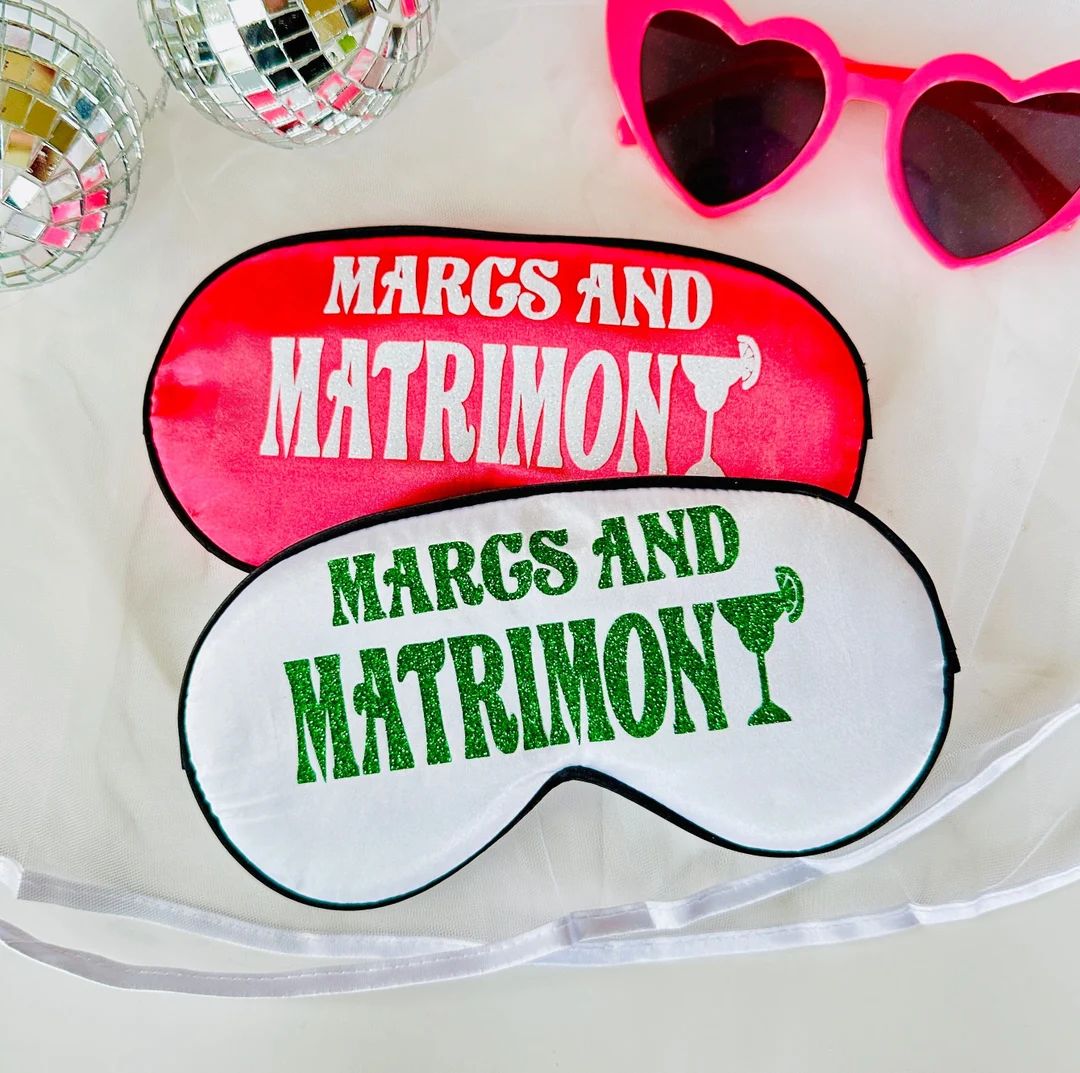 Margs and Matrimony Sleep Mask Fiesta Bachelorette Party. Margs and Matrimony Favors Tulum, Cabo ... | Etsy (US)