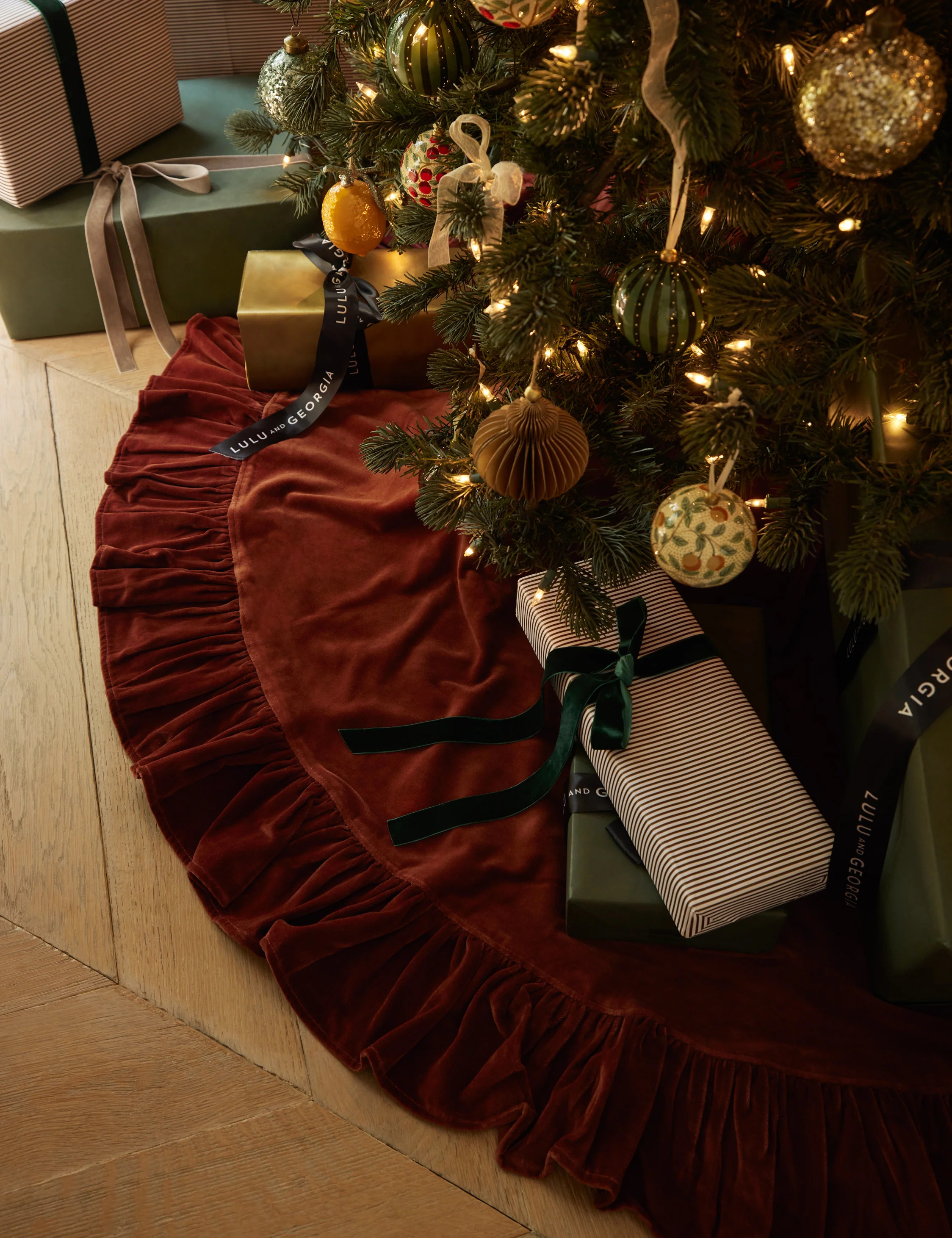 Mauree Velvet Tree Skirt | Lulu and Georgia 
