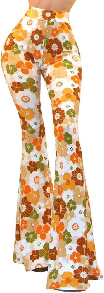 Vivicastle Women's USA Boho Comfy Stretchy Bell Bottom Flare Pants | Amazon (US)