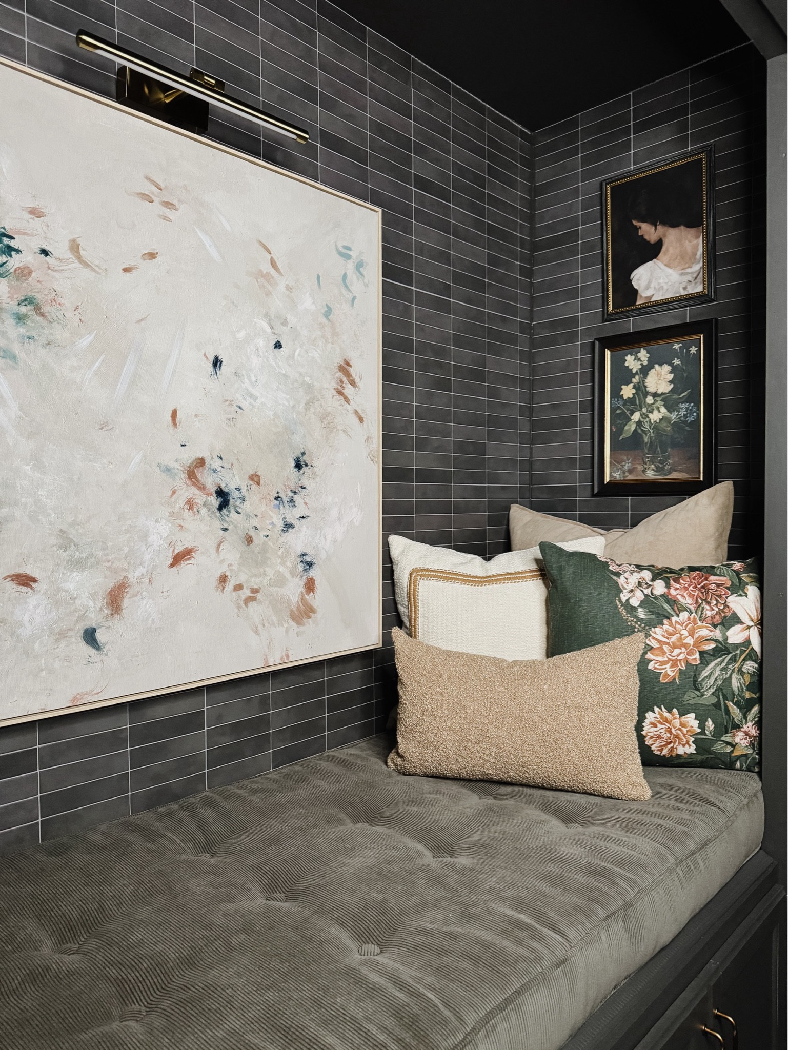 Cozy ready nook with budget art and cozy pillows 

#LTKHome #LTKFindsUnder50 #LTKFindsUnder100