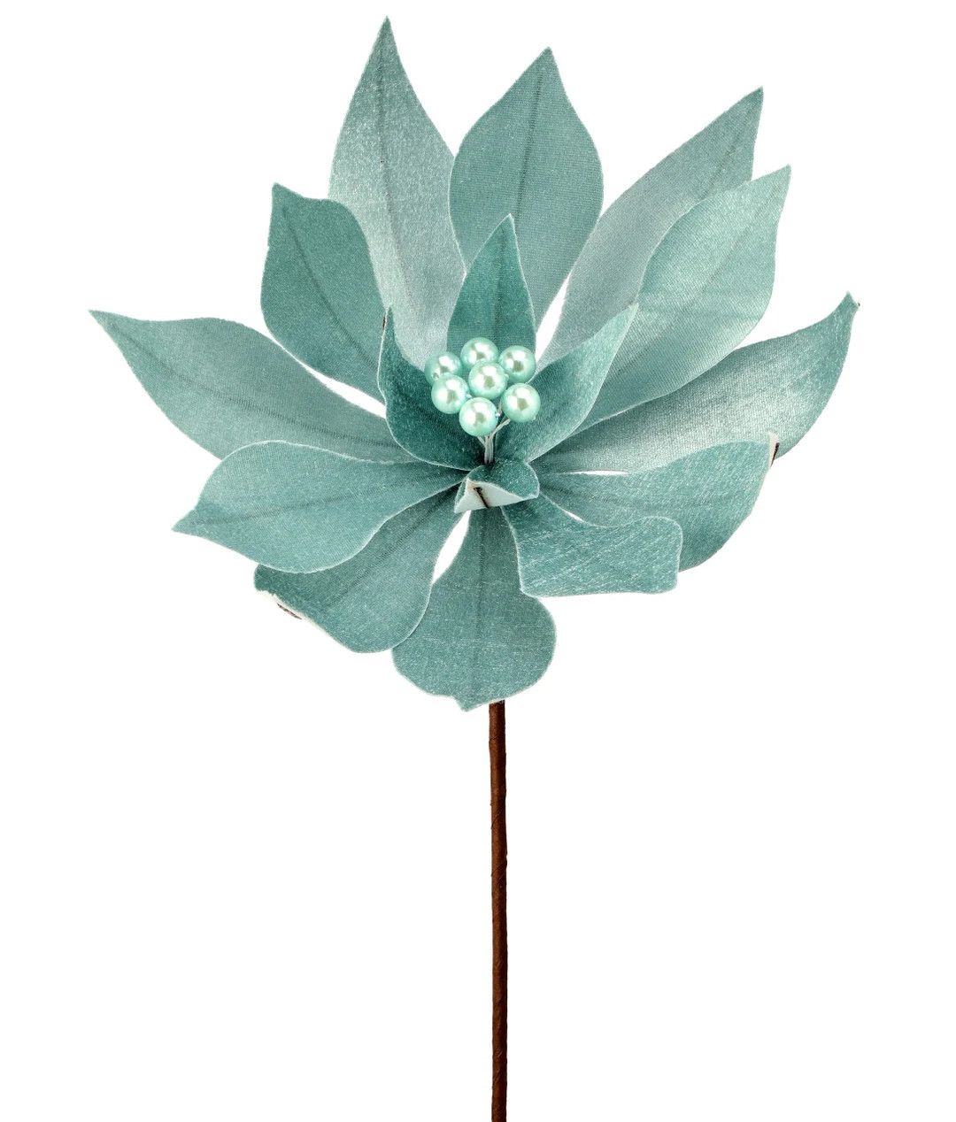 20" Aqua Velvet Pearl Centre Poinsettia Stem/holiday Decor/christmas Decorations/poinsettia Picks... | Etsy (Global)