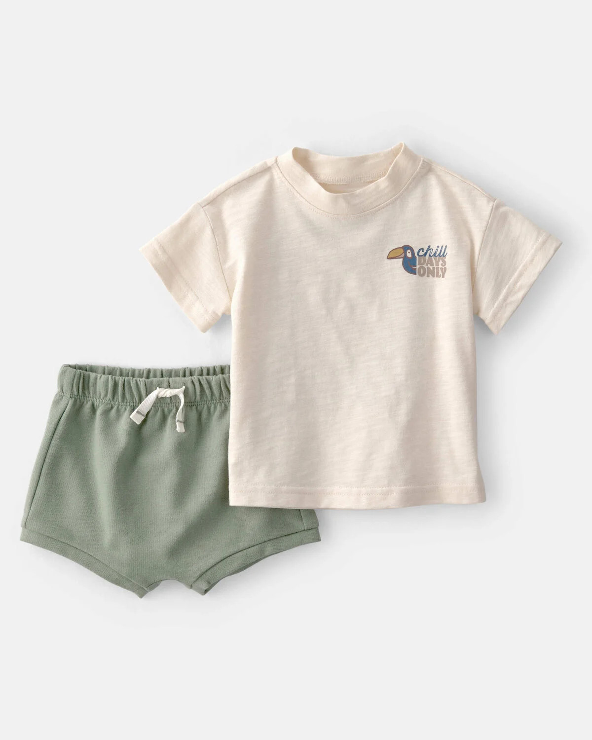 Baby Boy 2-Piece Toucan Solid Short-Sleeve Top & Short Set - Green/White | Carter's | Carter's Inc