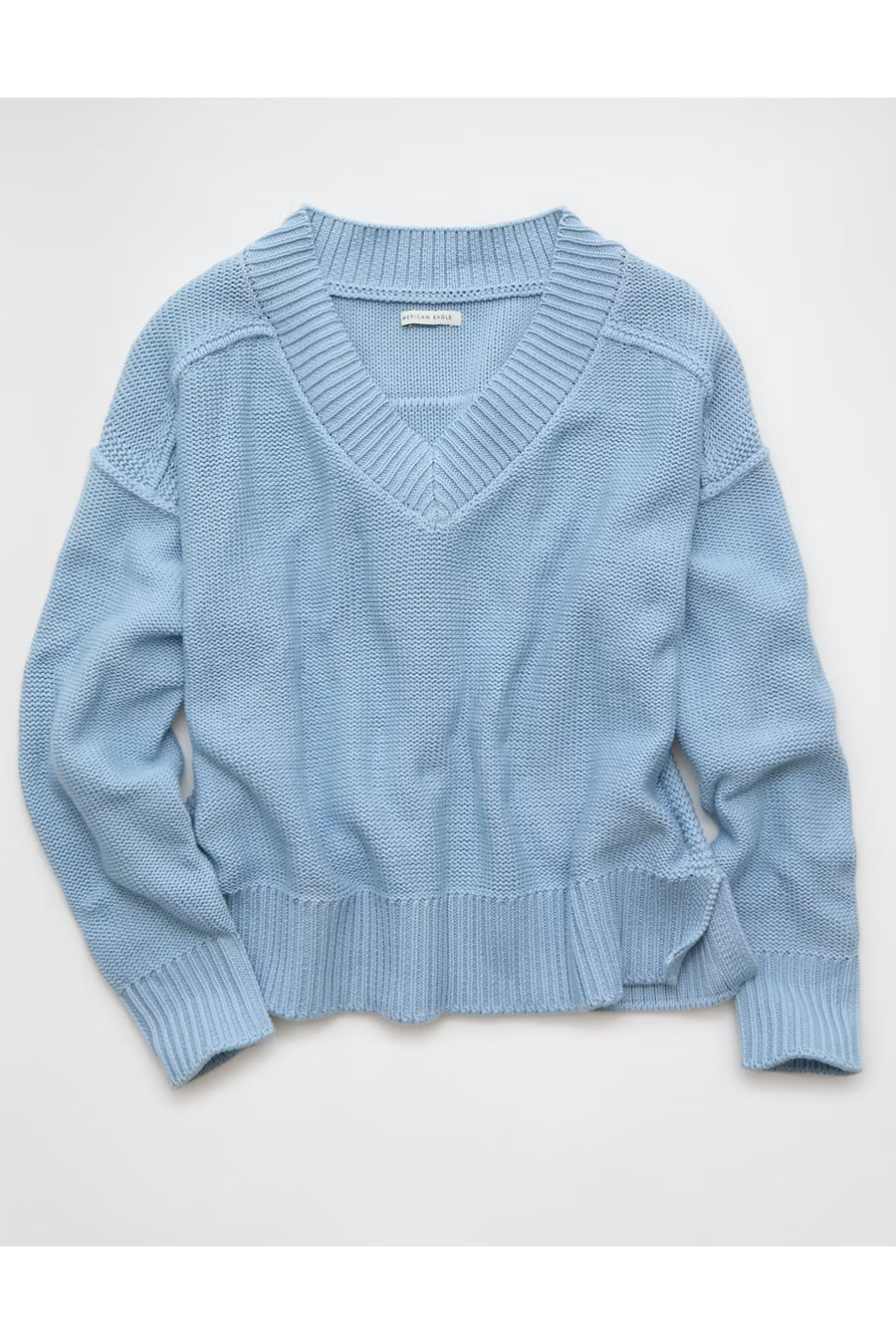 AE Long Weekend V-Neck Sweater Women's Light Blue M | American Eagle Outfitters (US & CA)
