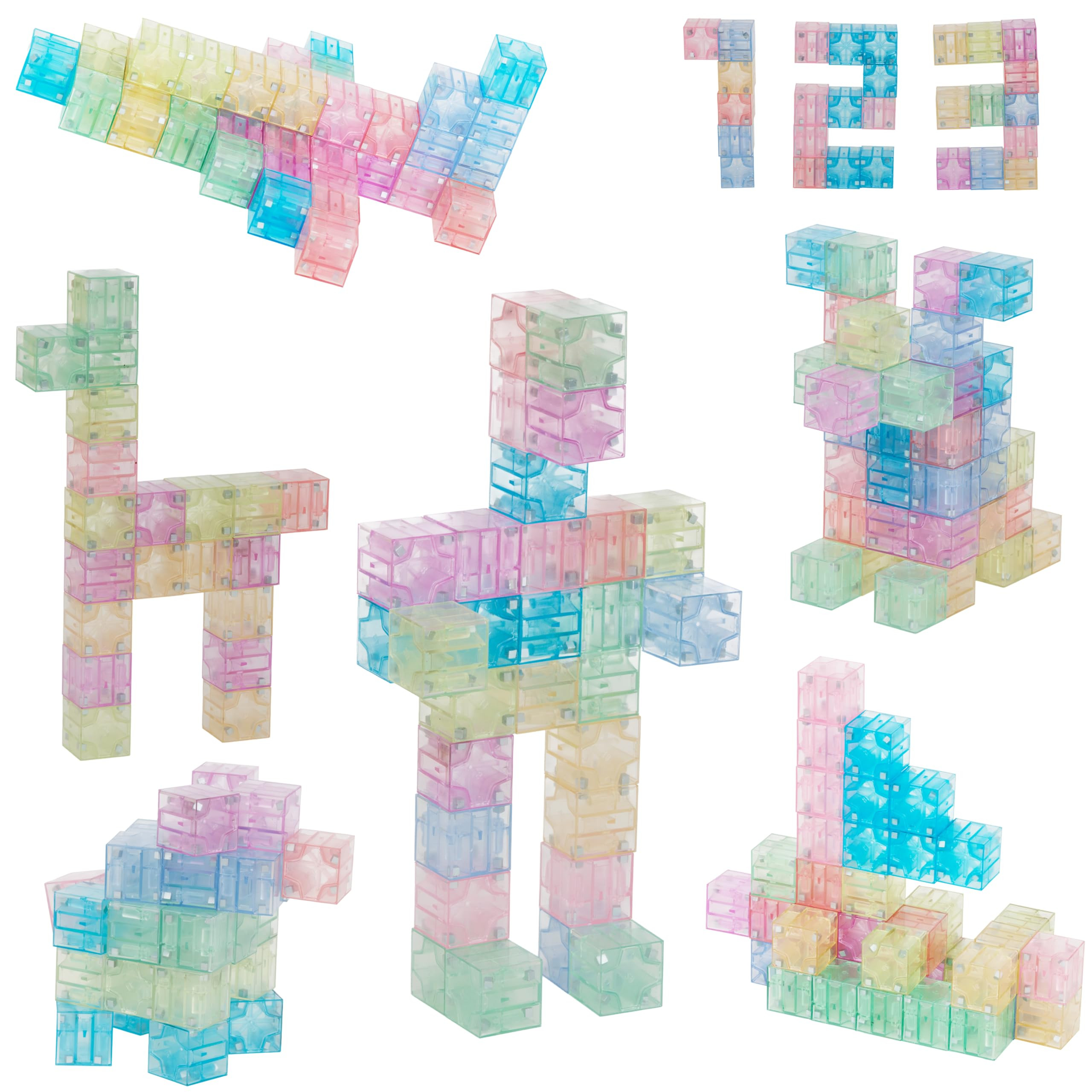 48PCS Pastel Translucent DigitBlocks Magnetic Building Blocks for Kids Montessori STEM Toys for B... | Amazon (US)