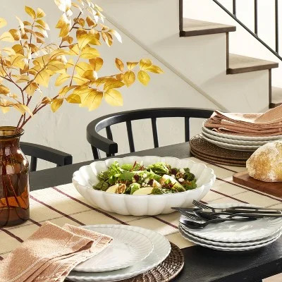 4pk 8.5" Scalloped Edge Stoneware Salad Plates Cream | Walmart (US)