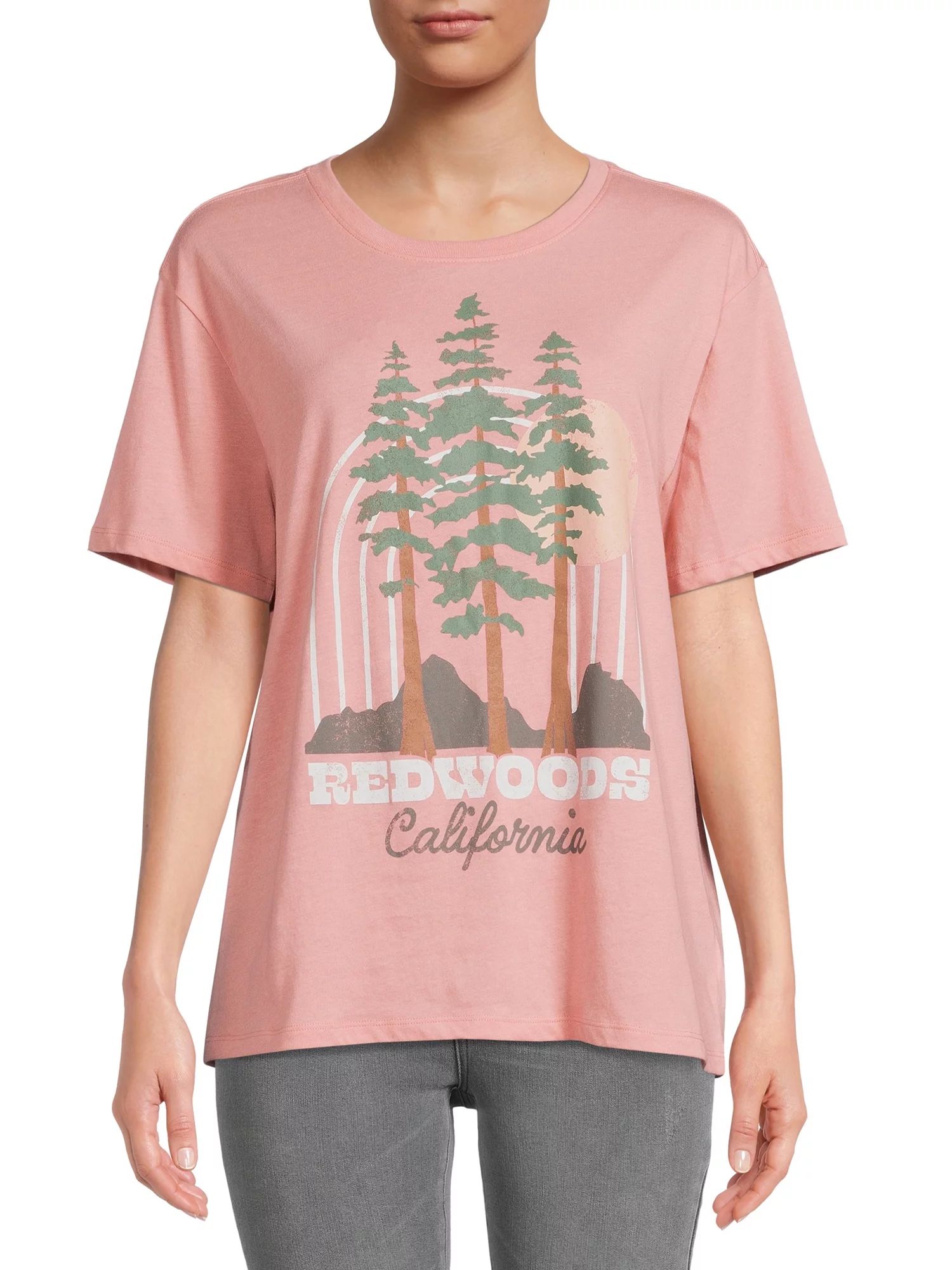 Time and Tru Women's Redwoods Graphic Short Sleeve Tee | Walmart (US)