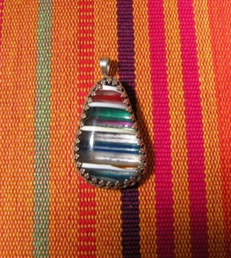 California Surfboard Resin Cabochon Pendant Rainbow Surf Beach Set in Silver! | eBay | eBay US