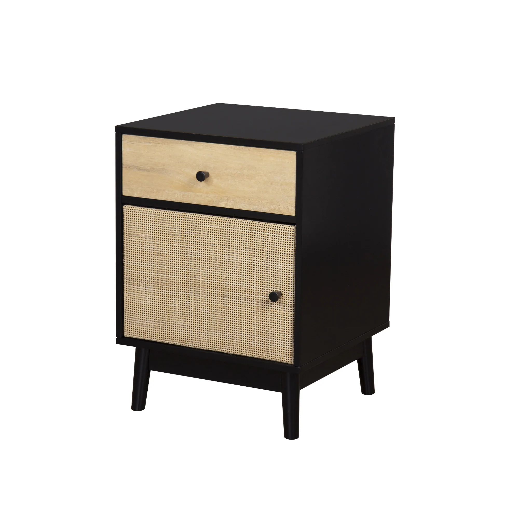 Bonnie Wood Rattan End Table with Drawer | Nathan James