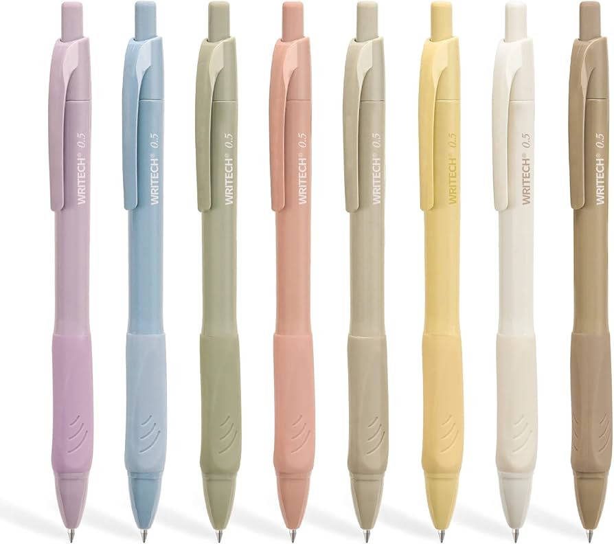 WRITECH 0.5mm Gel Pens with Soft Grip - 8ct Retractable Black Ink Pens for Smooth Writing, No Sme... | Amazon (US)