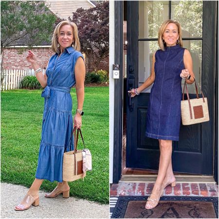 Which do you prefer the drape chambray style, or the structured denim style? I choose both😉. I’m wearing an XS in both dresses & find they run tts. 
Spanx code ) for the right side MICHELLEAXSPANX for 10% off.

#LTKStyleTip #LTKOver40