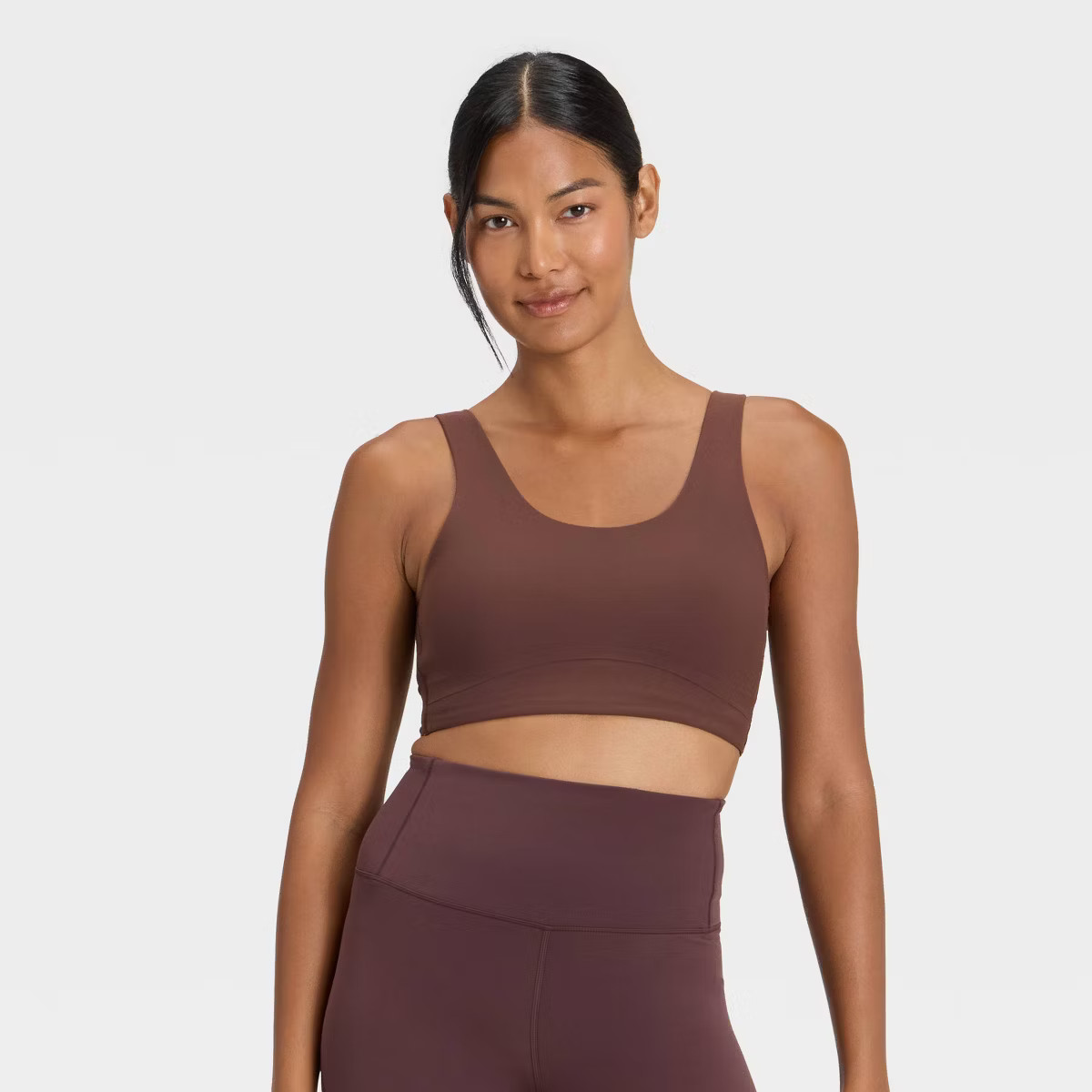 Women's Everyday Soft Medium Support Longline Sports Bra - All In Motion™ Brown XS | Target