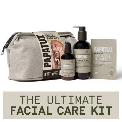 Papatui Holiday Limited Edition Ultimate Men's Facial Care Dopp Kit Facial Cleanser Moisturizer and Under Eye Patches Gift Set - 3pc | Target