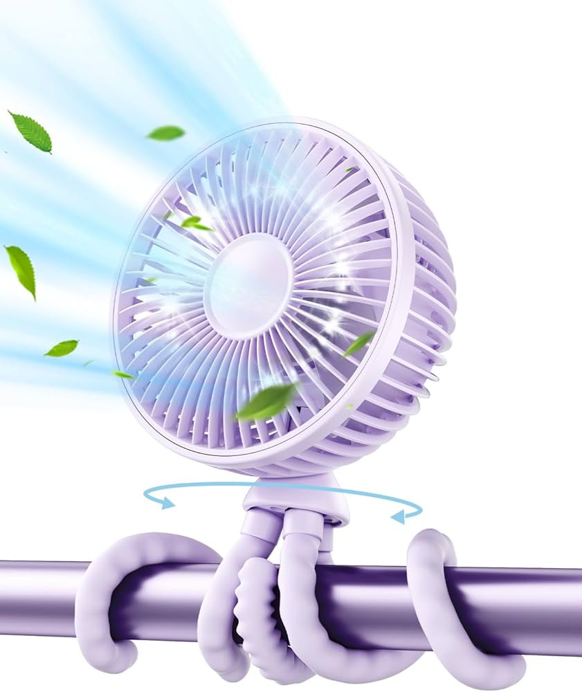 Gaiatop Baby Stroller Fan, 4000mAh Oscillating Mini Portable Fan with Light, 4 Speeds Battery Ope... | Amazon (US)