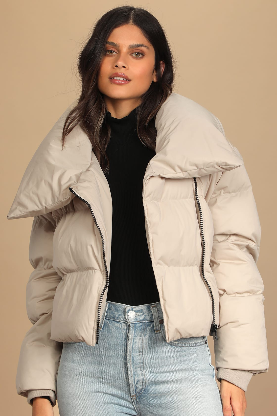 Winter Dreams Beige Quilted Cropped Puffer Jacket | Lulus (US)