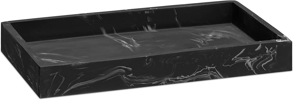 Navaris Black Marble Resin Vanity Tray - 9.25" x 4.92" Bathroom Organizer Dish - Decorative Holde... | Amazon (US)