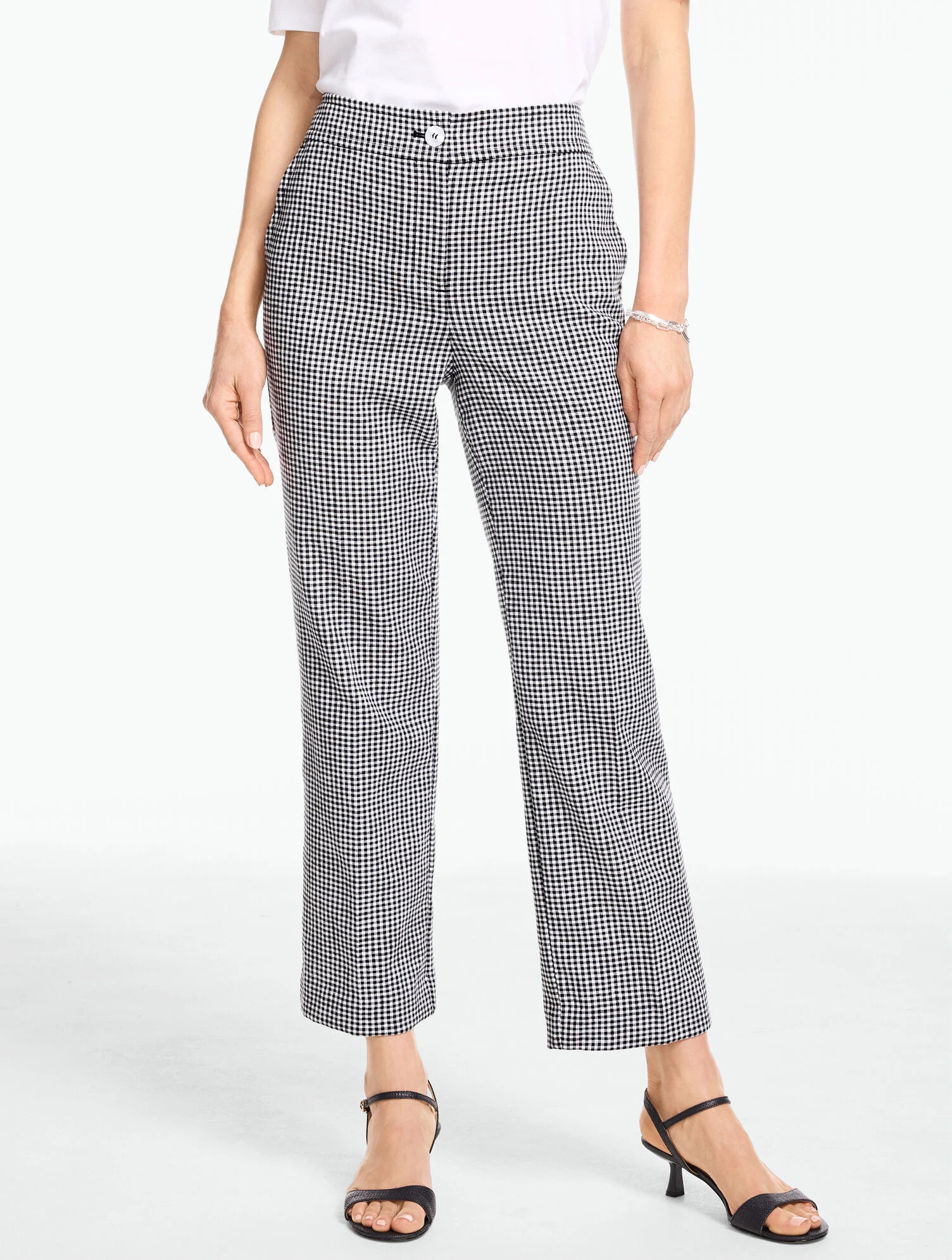 Linen Straight Ankle Pants - Beach Gingham | Talbots