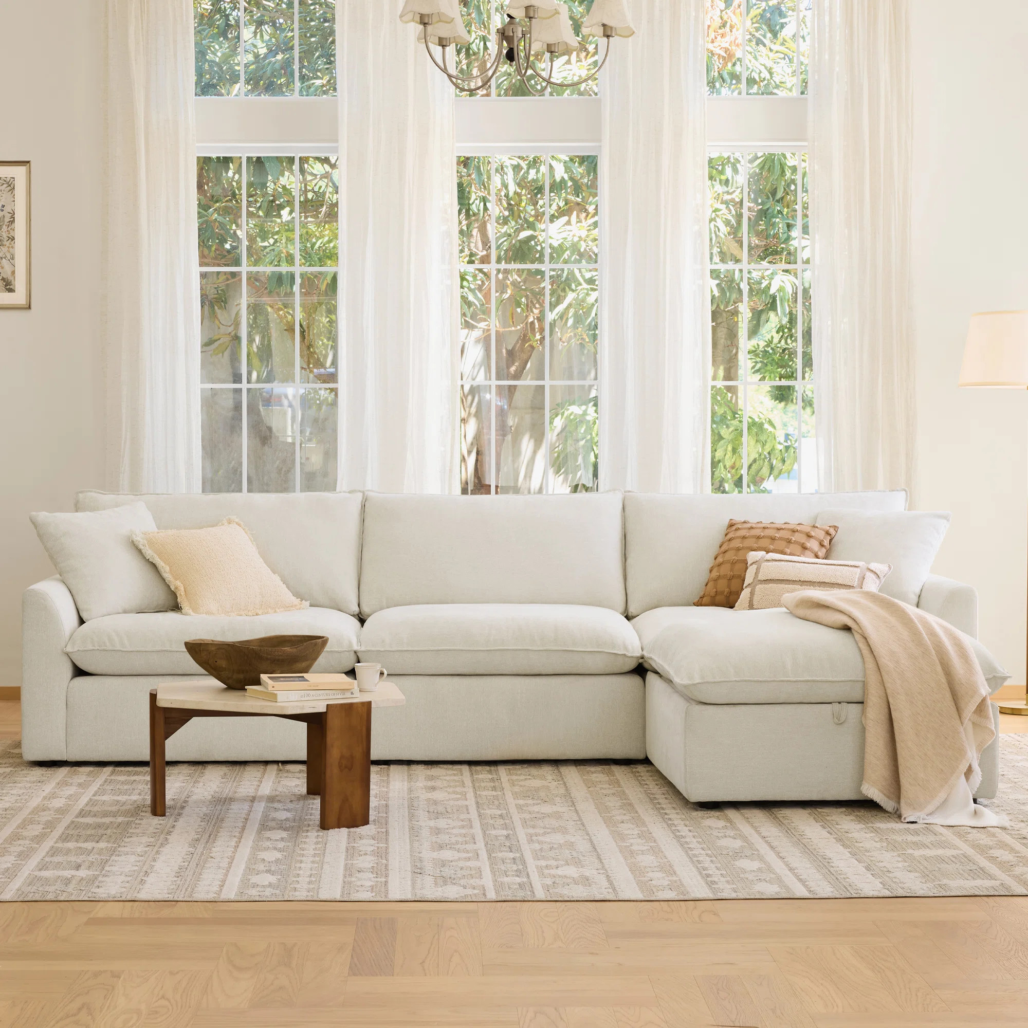 130.7" Modern 4-Piece Upholstered Sectional Sofa with Plush Foam Cushions & Solid Wood Frame | Wayfair North America