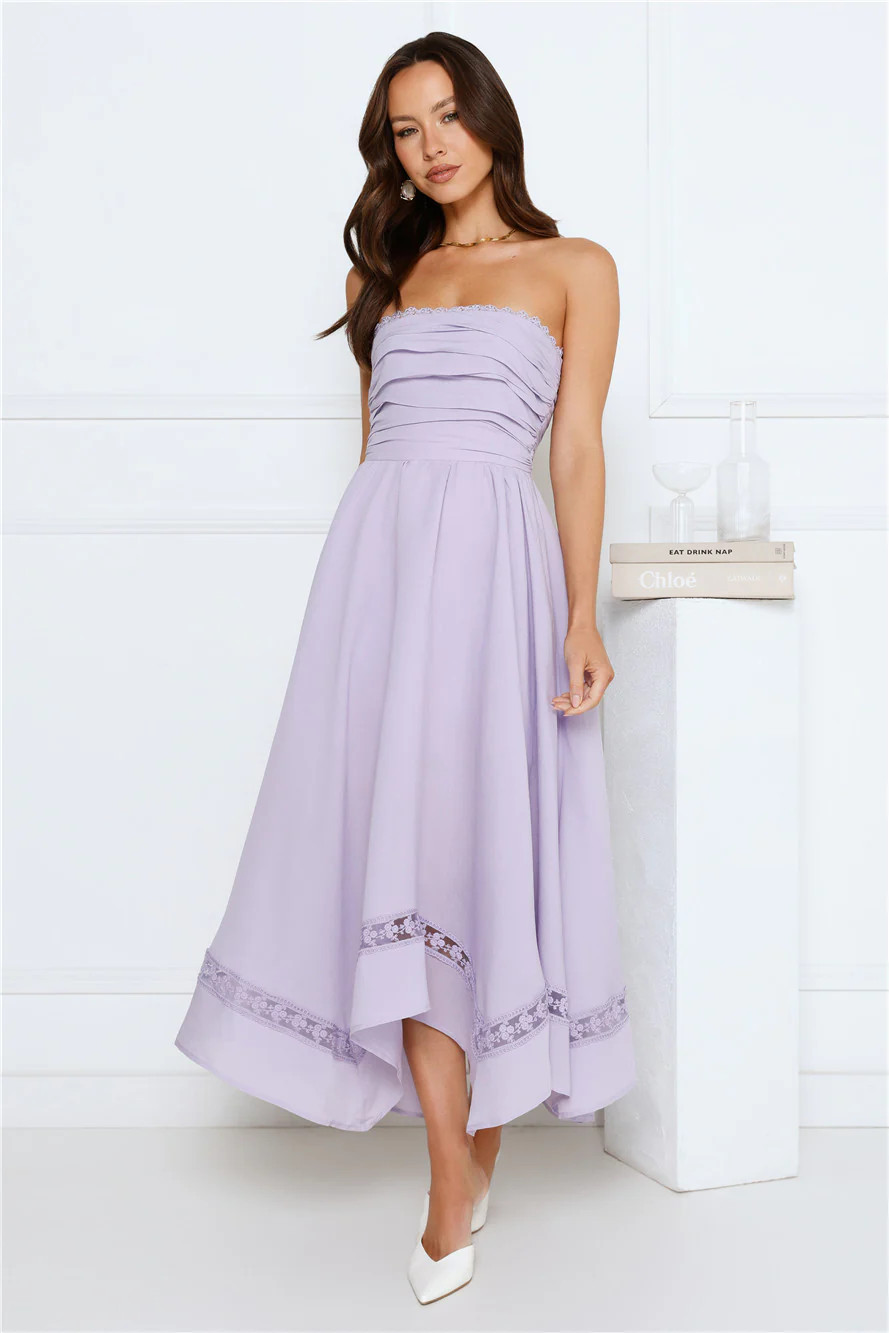 Visit The Moon Strapless Midi Dress Lilac | Hello Molly (US)