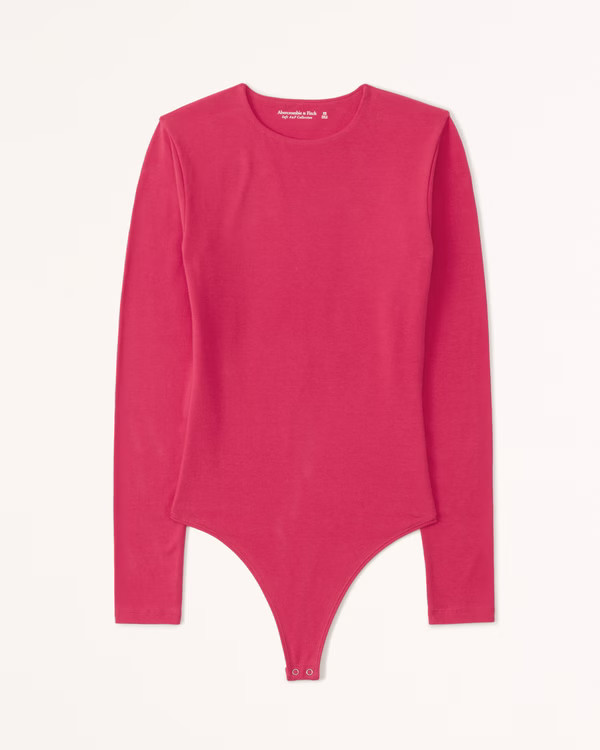 Long-Sleeve Cotton Seamless Fabric Crew Bodysuit | Abercrombie & Fitch (US)