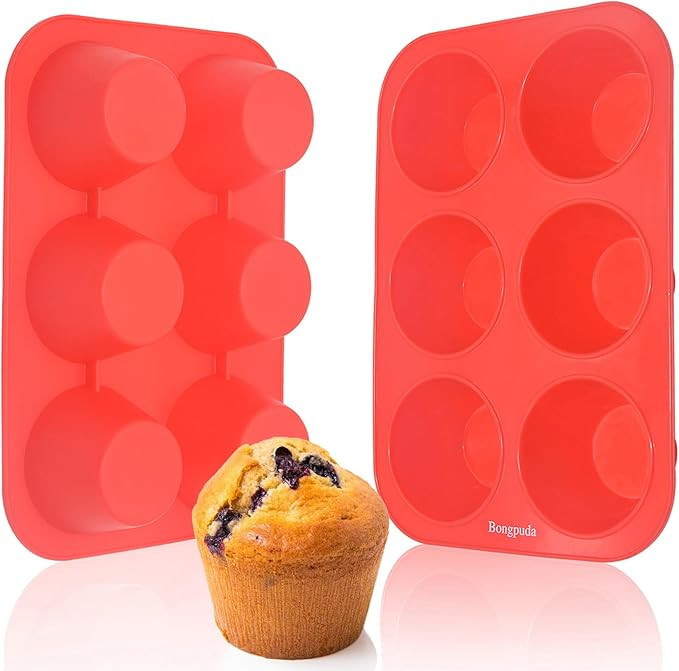Silicone Large Muffin Pan 2 Pack,6 Cup Large Silicone Cupcake Pan,Non-Stick Jumbo Muffin Pans,Foo... | Amazon (US)