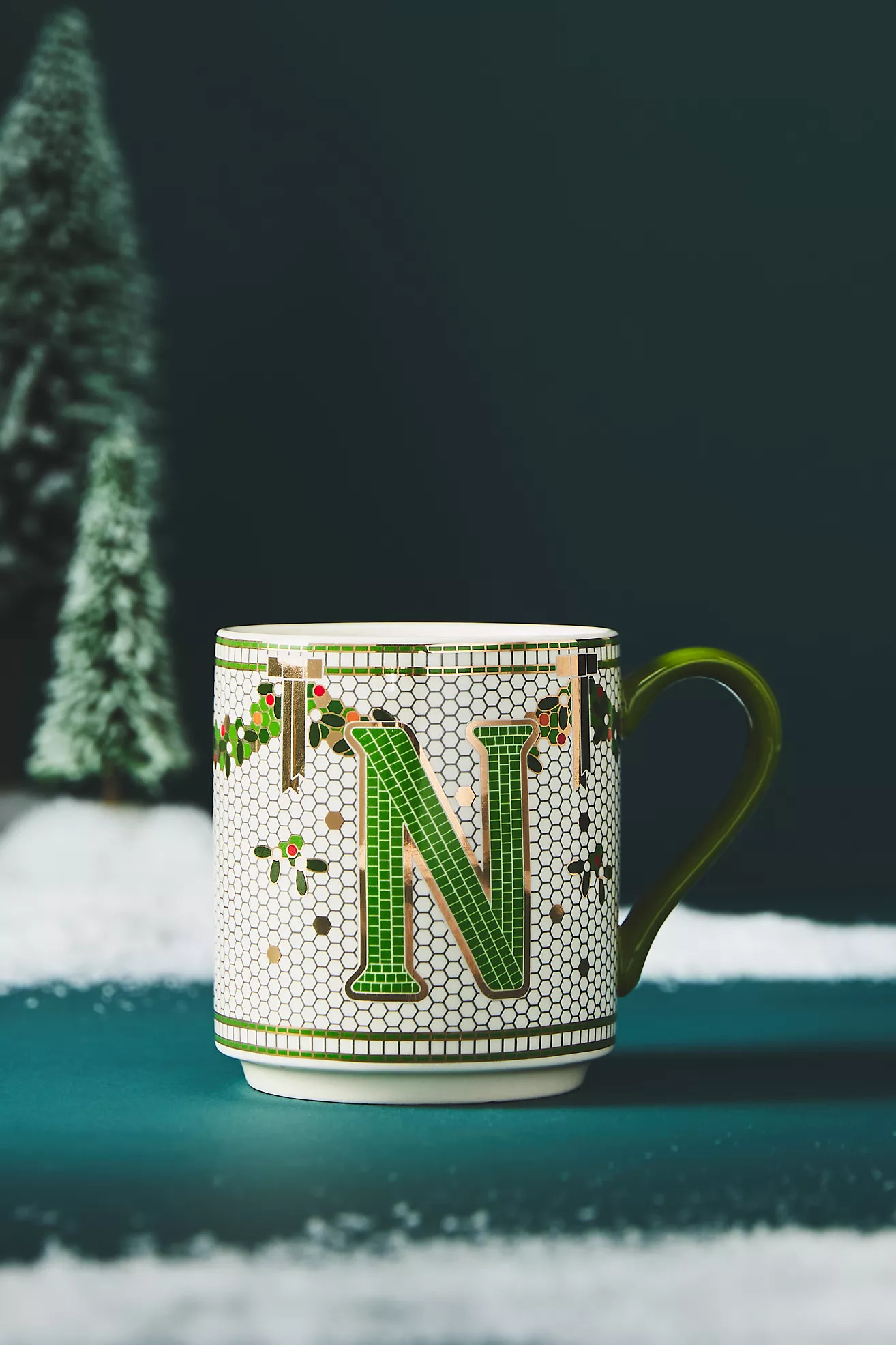 Festive Bistro Tile Monogram Mug | Anthropologie (US)